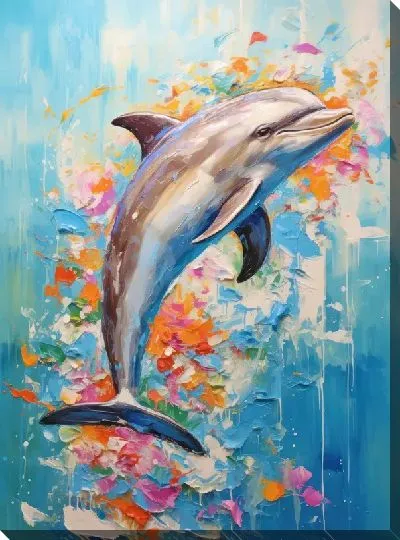Картина маслом Дельфин в стиле арт №98