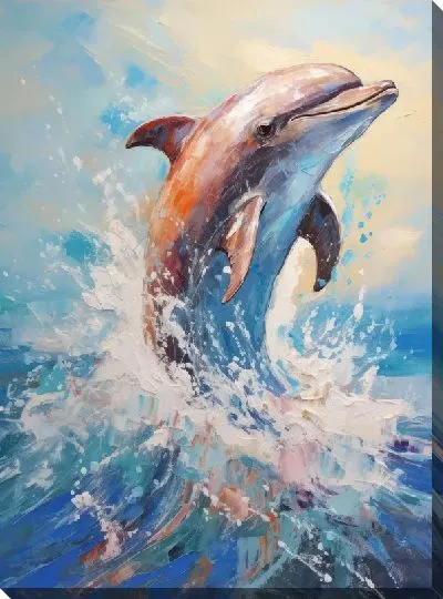 Картина маслом Дельфин в стиле арт №99