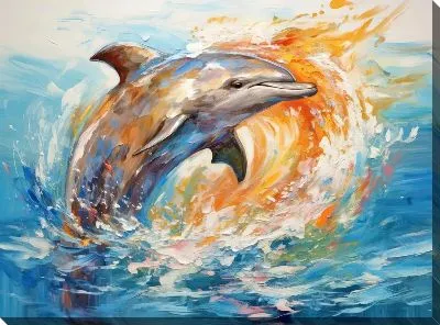 Картина маслом Дельфин в стиле арт №101