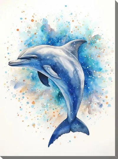 Картина маслом Дельфин в стиле арт №102