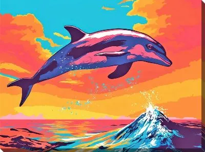 Картина маслом Дельфин в стиле арт №103