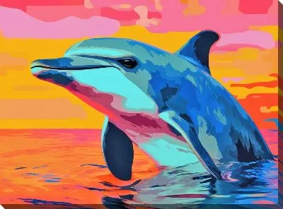 Картина маслом Дельфин в стиле арт №104