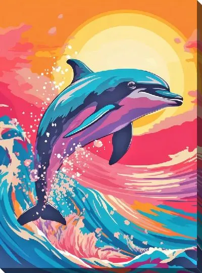 Картина маслом Дельфин в стиле арт №105