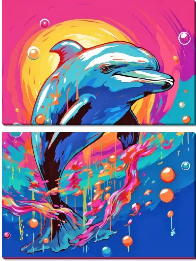 Модульная картина Дельфин в стиле арт №106