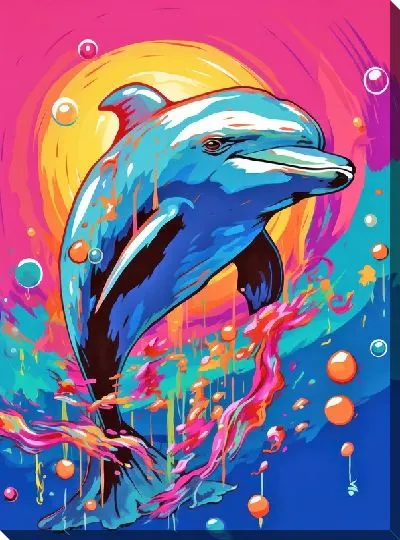 Картина маслом Дельфин в стиле арт №106