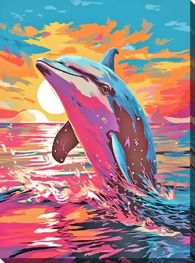 Картина маслом Дельфин в стиле арт №107