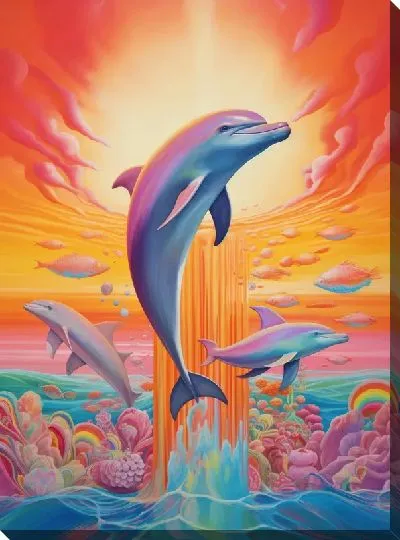 Картина маслом Дельфин в стиле арт №108