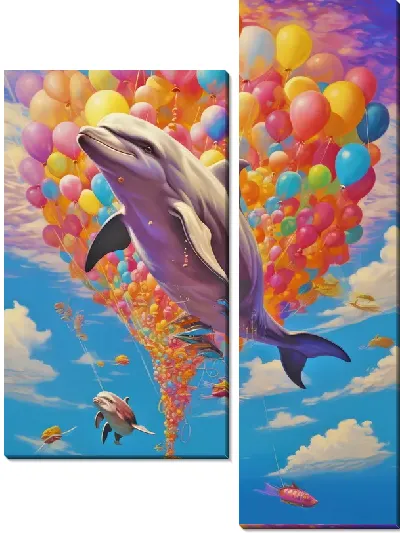 Модульная картина Дельфин в стиле арт №109