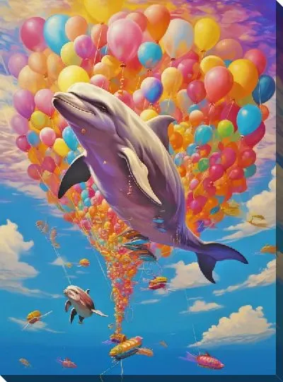 Картина маслом Дельфин в стиле арт №109