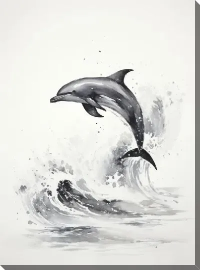 Картина маслом Дельфин в стиле арт №110