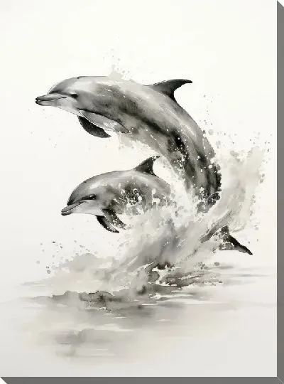 Картина маслом Дельфины в стиле арт №111