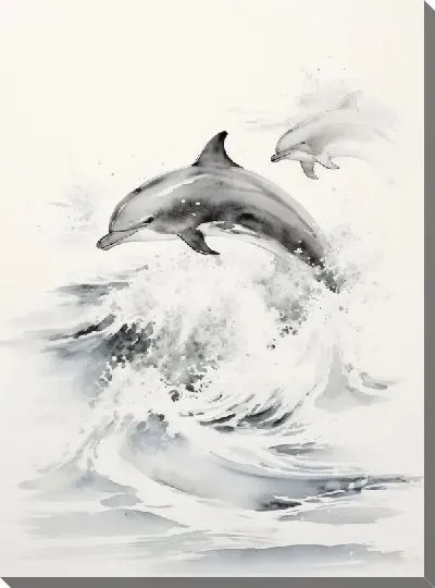 Картина маслом Дельфин в стиле арт №115