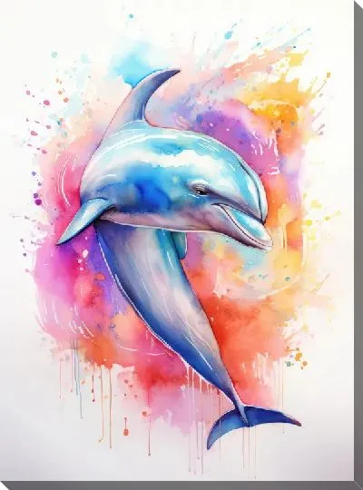 Картина маслом Дельфин в стиле арт №117