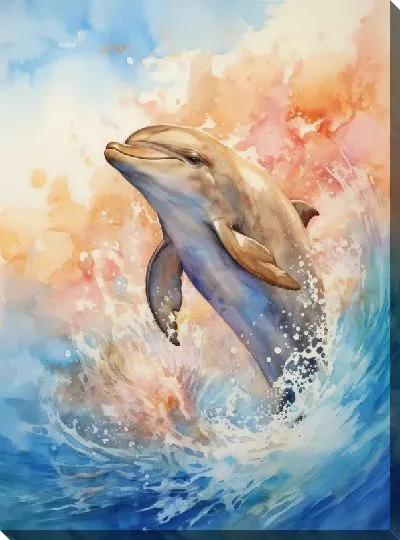 Картина маслом Дельфин в стиле арт №119