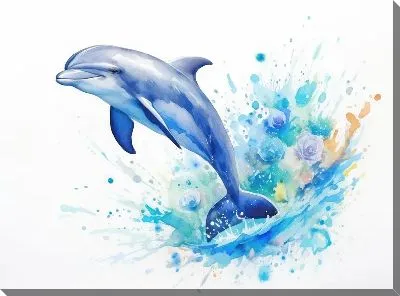 Картина маслом Дельфин в стиле арт №122