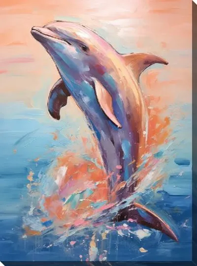 Картина маслом Дельфин в стиле арт №123