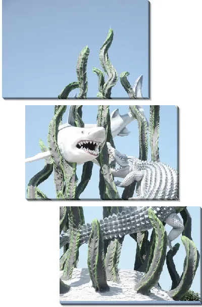 Модульная картина Акула и крокодил