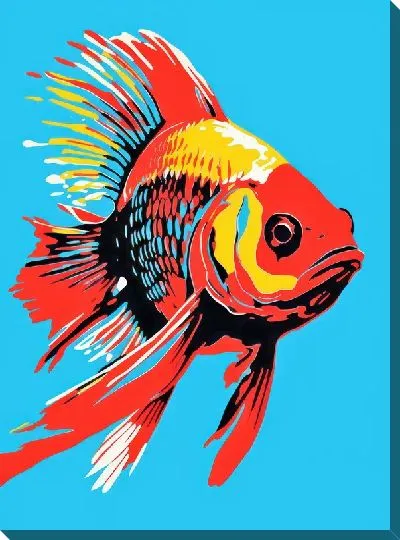 Картина маслом Рыба в стиле поп-арт №3