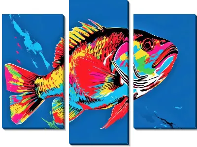 Модульная картина Рыба в стиле поп-арт №4