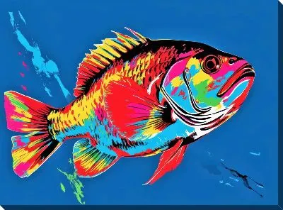 Картина маслом Рыба в стиле поп-арт №4