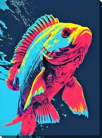 Картина маслом Рыба в стиле поп-арт №6