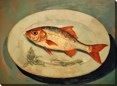 Картина маслом Рыба в тарелке