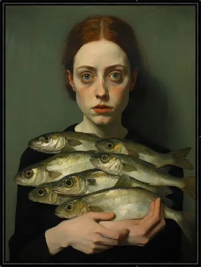 Картина Девушка с рыбой
