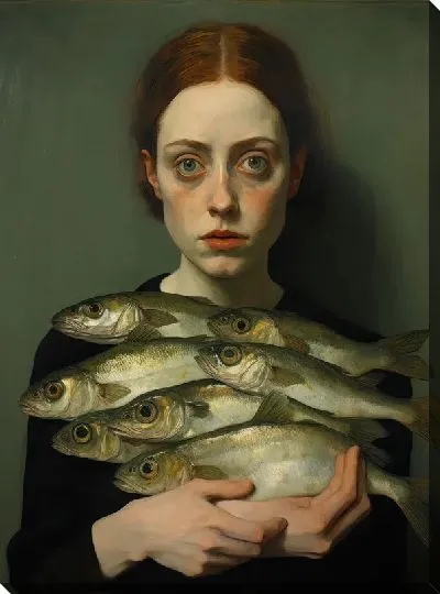 Постер Девушка с рыбой