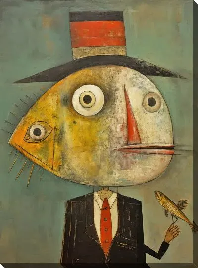 Картина маслом Рыба в стиле сюрреализма №1