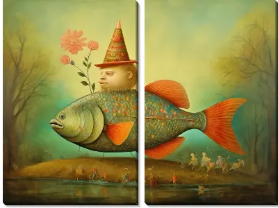 Модульная картина Рыба в стиле сюрреализма №2