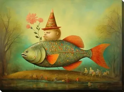 Картина маслом Рыба в стиле сюрреализма №2