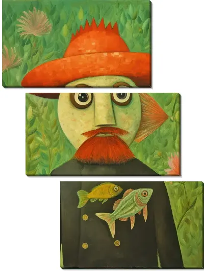 Модульная картина Рыба в стиле сюрреализма №3