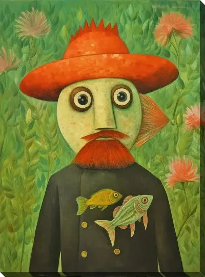 Картина маслом Рыба в стиле сюрреализма №3