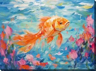 Картина маслом Золотая рыбка №2