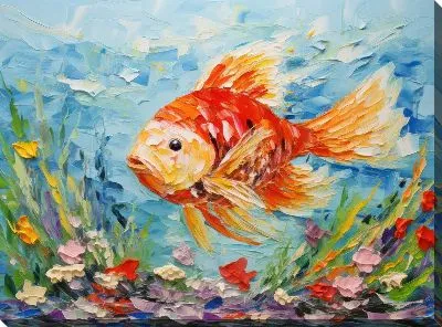 Картина маслом Золотая рыбка №3