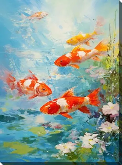 Картина маслом Золотые рыбки №4