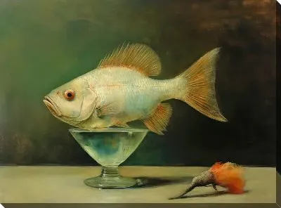 Картина маслом Рыба в рюмке