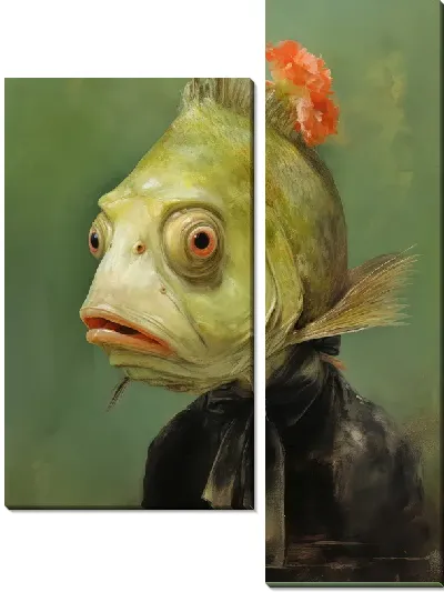 Модульная картина Рыба в одежде