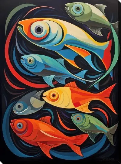 Картина маслом Рыбы в стиле арт №14