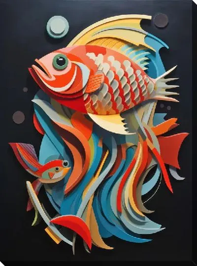 Картина маслом Рыбы в стиле арт №15