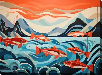 Картина маслом Рыбы в стиле арт №16