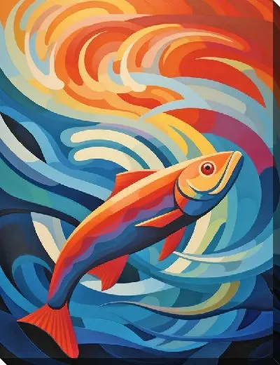 Картина маслом Рыбы в стиле арт №18