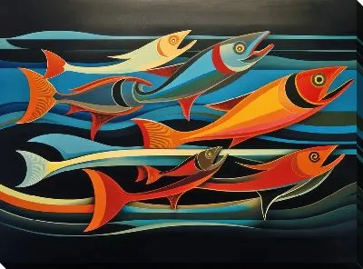 Картина маслом Рыбы в стиле арт №20