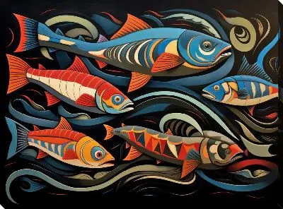 Картина маслом Рыбы в стиле арт №21
