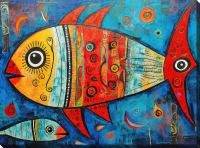 Картина маслом Рыбы в стиле арт №22