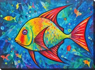 Картина маслом Рыбы в стиле арт №23