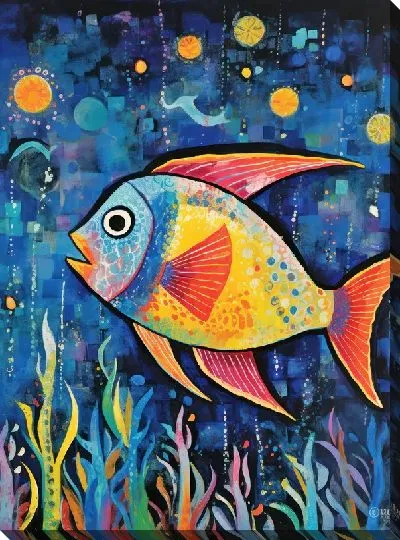 Картина маслом Рыбы в стиле арт №24