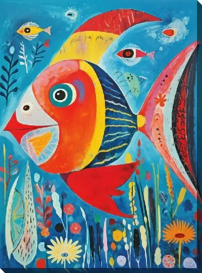 Картина маслом Рыбы в стиле арт №25