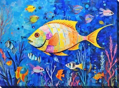 Картина маслом Рыбы в стиле арт №26
