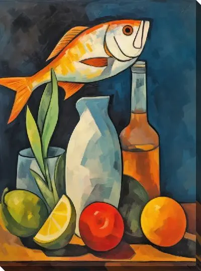 Картина маслом Натюрморт с рыбой №7